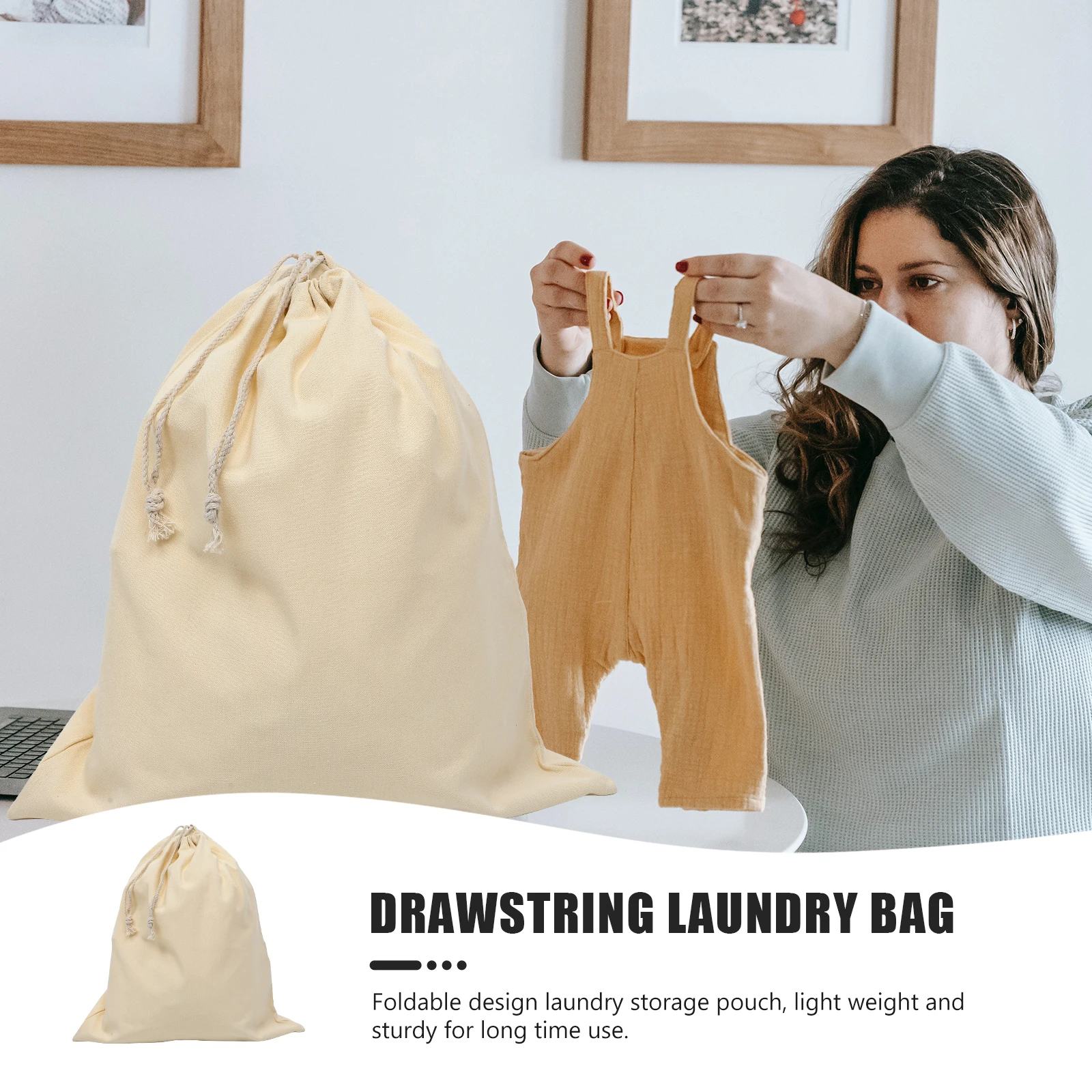 

Laundry Bag Dirty Clothes Organizer Container Drawstring Pouch Canvas Bathroom Large Bags Heavy Duty Foldable Storage Home
