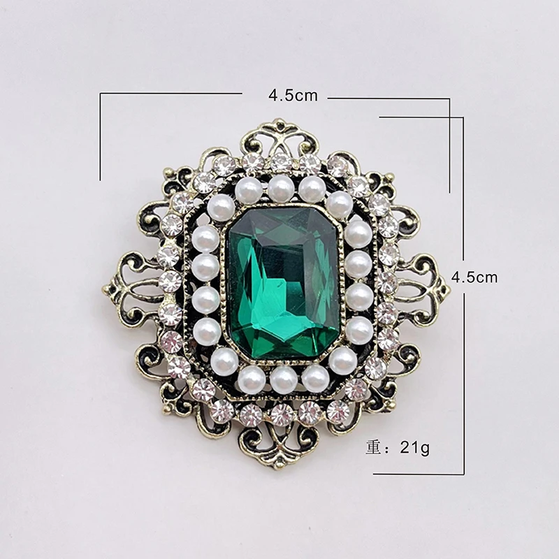 New Hot Baroque Red Rhinestone Cross Brooch Pin Metal Big Brooch Ladies Vintage Pin Clothes Scarf Clip Jewelry