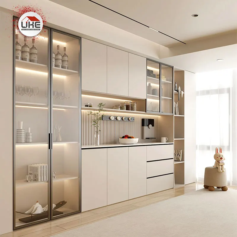 Popular Customized Aluminum Frame Kitchen Cabinet Glass Doors available in different colors