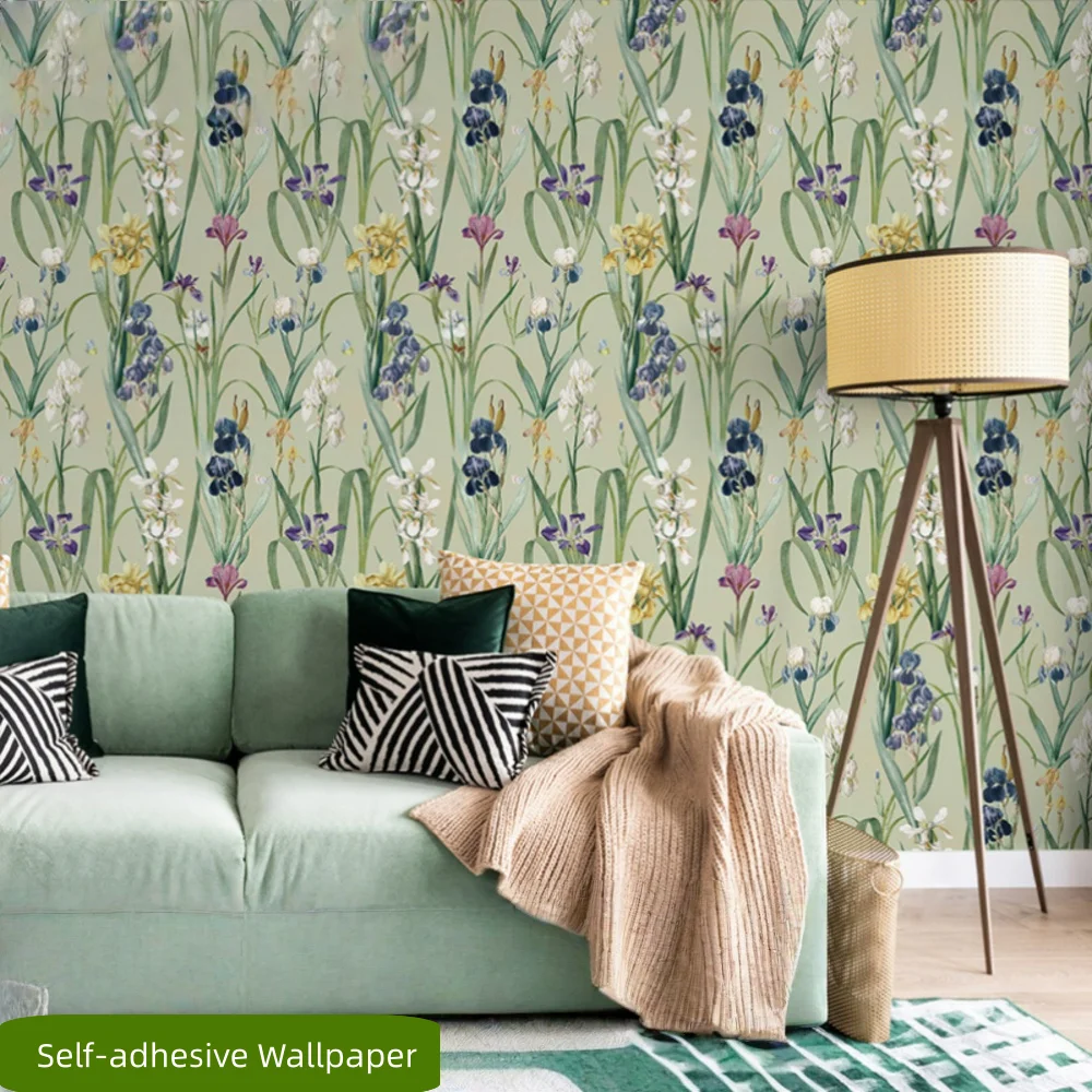 

Обои для стен с изображением цветов ириса для дома, спальни, шкафа, кухни, съемные, водостойкие, влагостойкие, самоклеящиеся обои