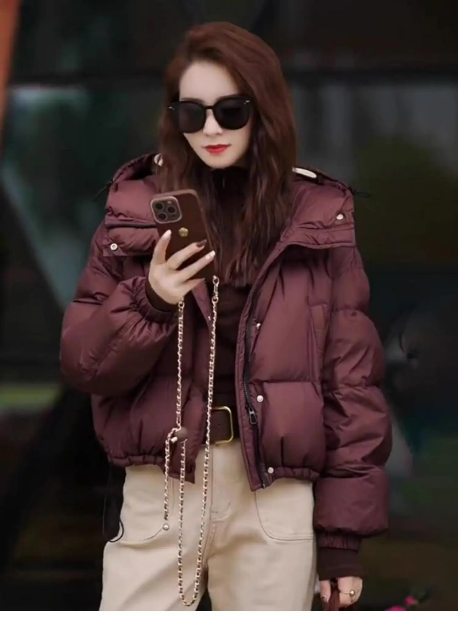 Women\'s Red Parka Jacket Overcoat Warm Long Sleeve Jackets Vintage Harajuku Hoodies Padded Jacket Winter 2000s Clothes Autumn