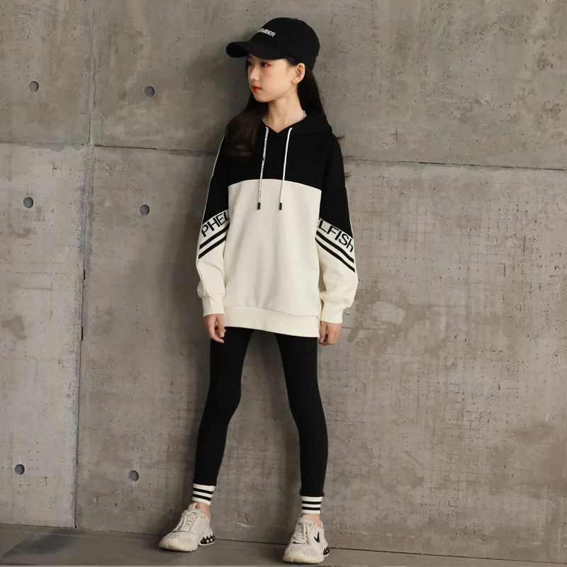 Girls' autumn suit casual 12-year-old girls' clothing new middle-aged and older children's sportswear children's sweater