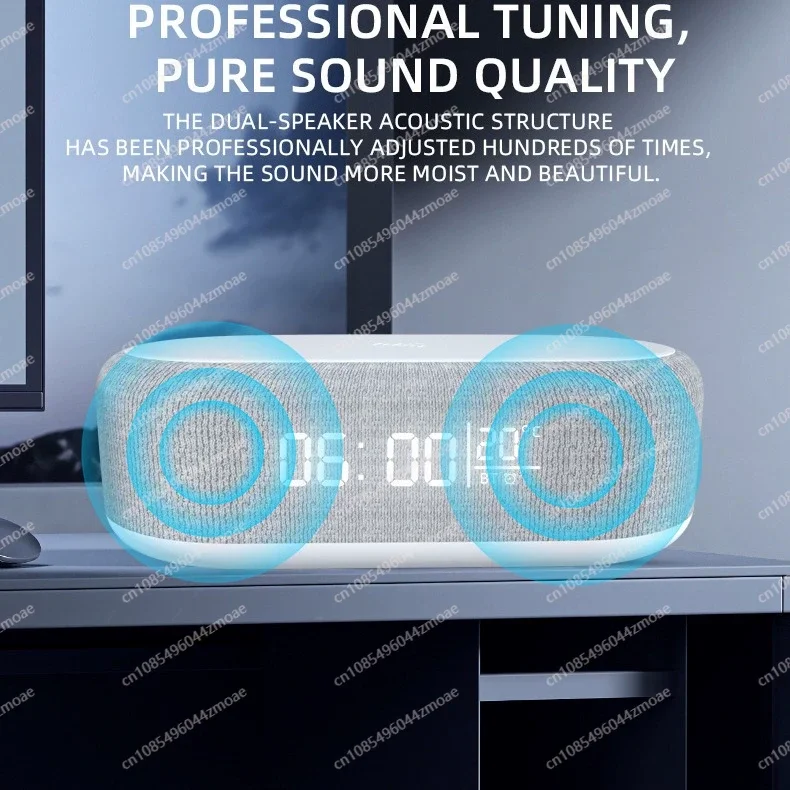 

Portable MultiFunction Bluetooth Speaker Night Light Mobile Phone 15W Fast Charging Station Wireless Charger With Alarm Clock