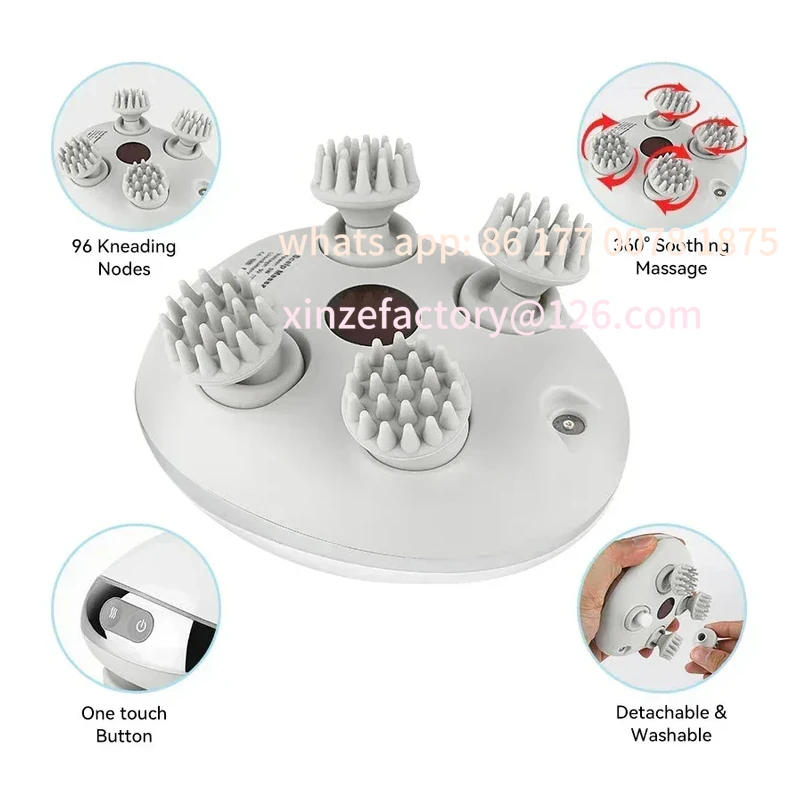 

Настраиваемые небольшие портативные массажеры для кожи головы, горячий компресс, массаж с красным светом, водонепроницаемый снятие стресса, спа-массаж головы, вибрация