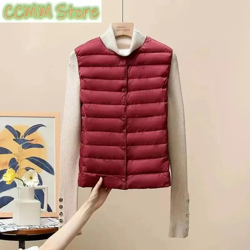 White Duck Down Jacket Women Vest Autumn Winter Sleeveless Waistcoat Warm Lightweight Puffer Jacket Female Tops Outwear