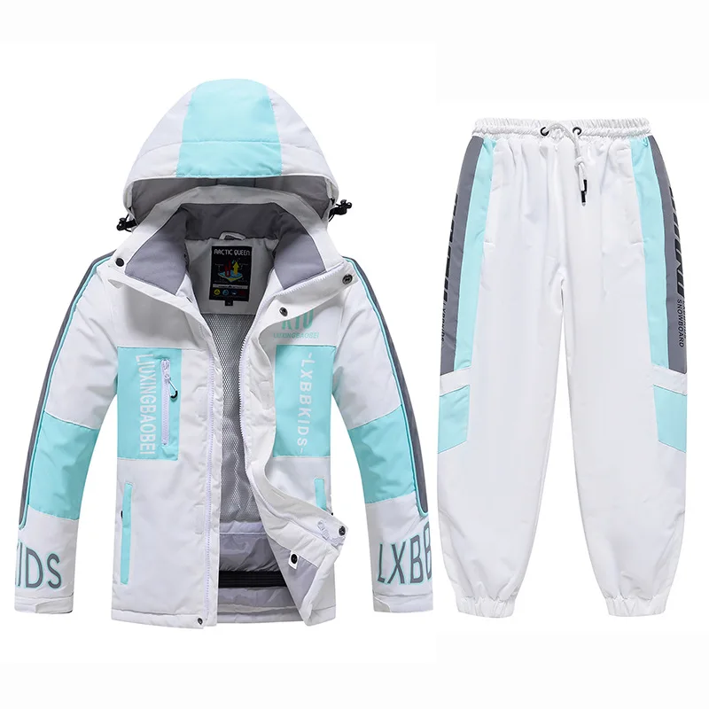 Winter Children Thermal Ski Suit Boys Girls Skiing Jacket Pants Set Windproof Waterproof Snowboarding Snowsuit Teenagers