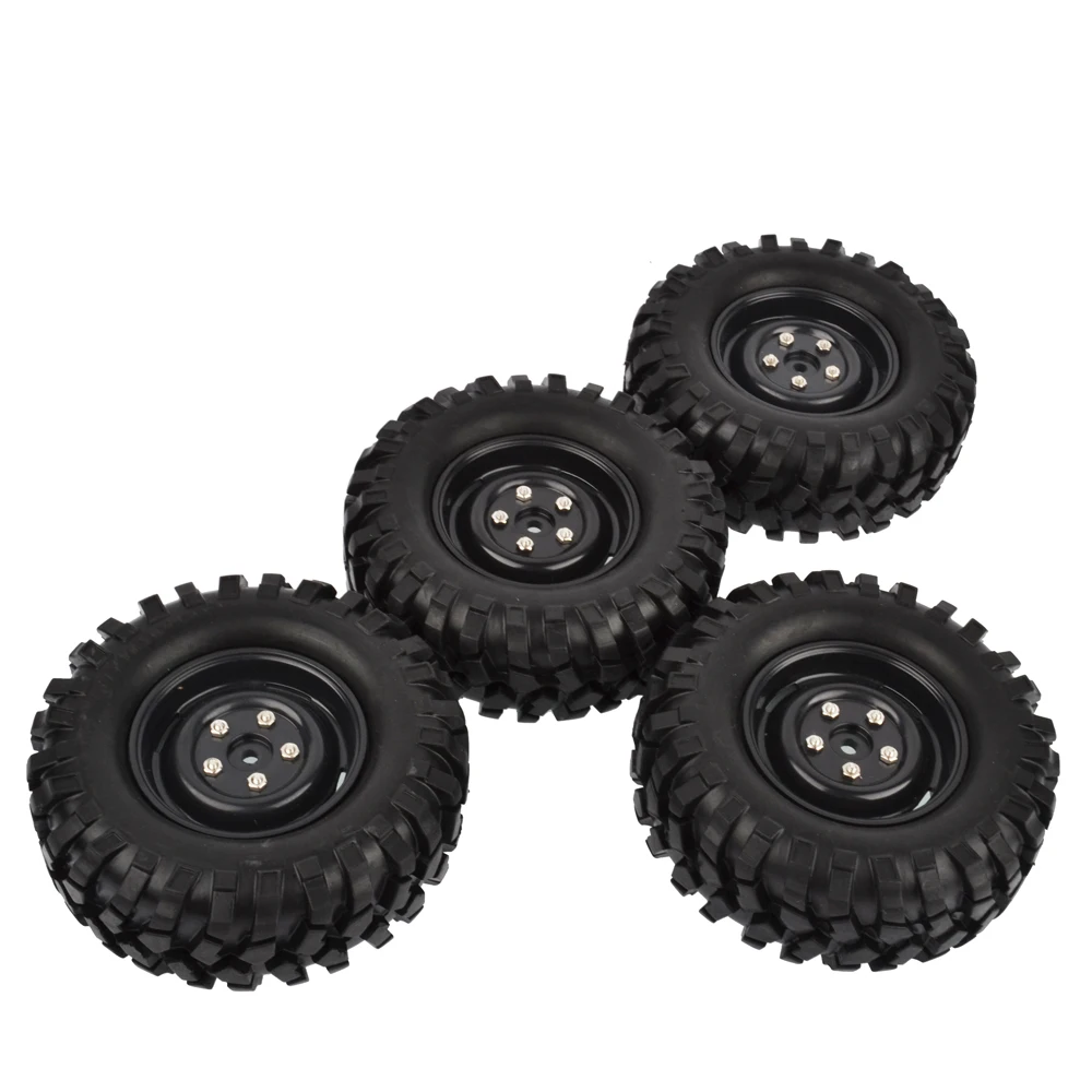 4pcs 96mm 1.9 Inch Rubber Tires/Tyres and Wheel Rims for Axial SCX10 D90 Tamiya CC01 1:10 RC Rock Crawler Car