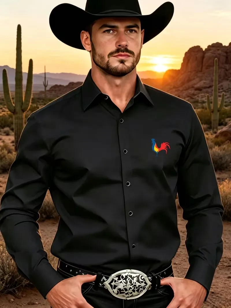 Men's Premium Business Casual Shirt Pets Logo Print Slim Fit Long Sleeve Wrinkle Resistant Dress Shirt Multi Styles Available