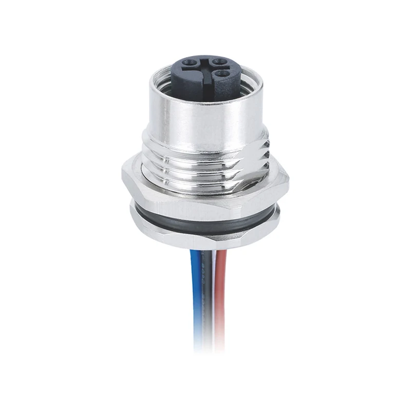 

IP67 M12 a Code Female Panel Connector 3 Pin Front Mount PG9 Thread With 0.5M Single Wires