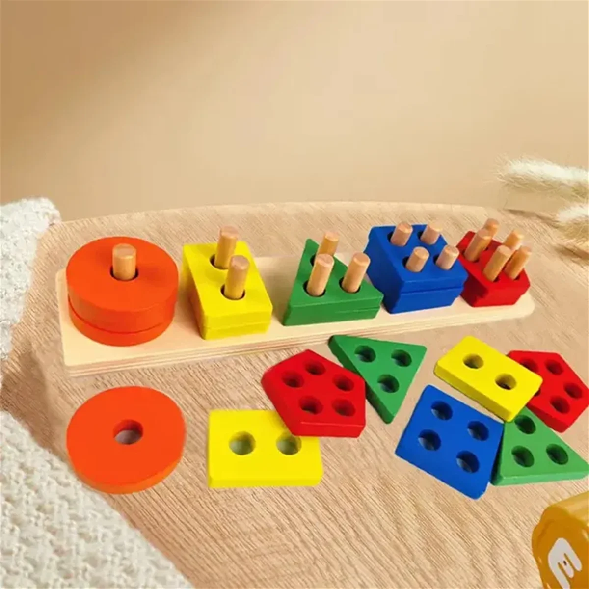 A72Z – jouets à colonne géométrique, blocs de construction de formes assorties, outils pédagogiques éducatifs et d'éveil pour la petite enfance A