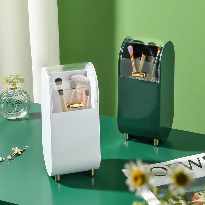 

Makeup Brush Storage Box Transparent Dust-proof Beauty Brush Storage Box Desktop Bucket Dressing Table Storage Rack Cosmetics