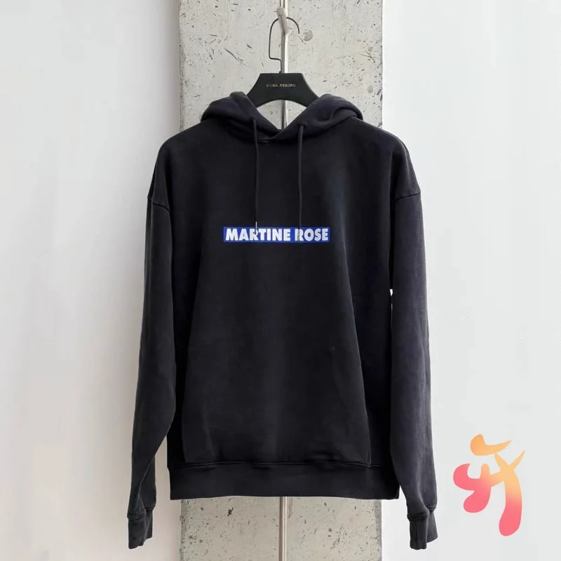 

Heavyweight Cotton Unisex Martine Rose Hoodies Winter Fashion Street Letter Pattern Black Drawstring Hoody Men Women Sweatshirts