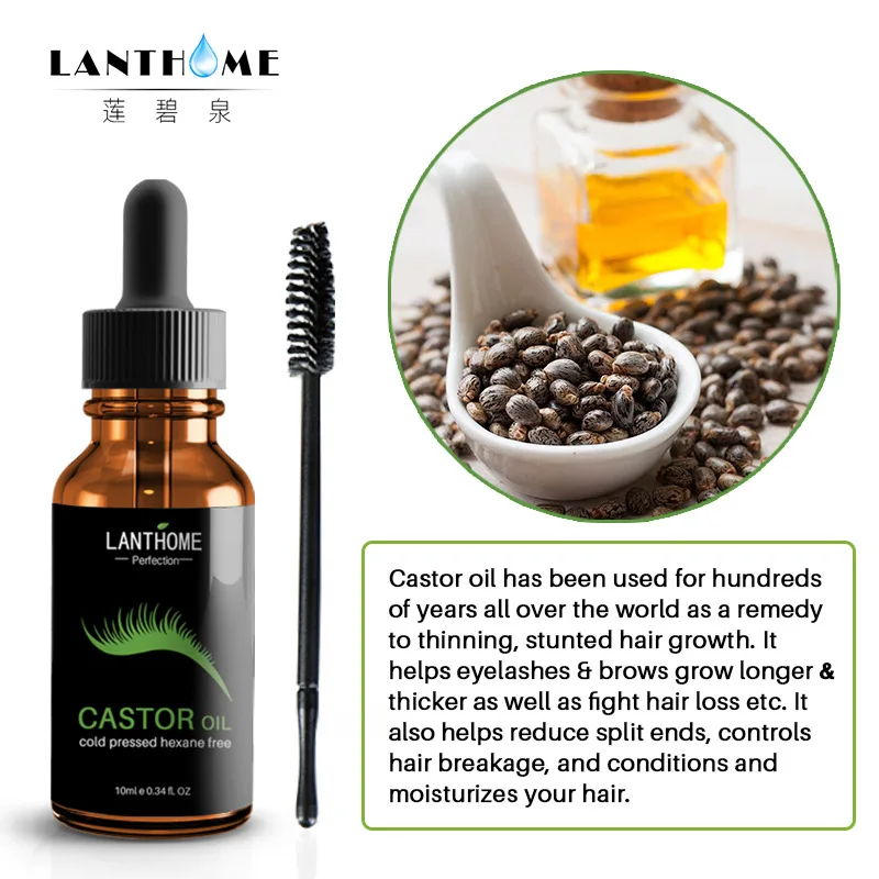 Eyelash Growth Enhancer Natural Castor Oil Treatments Lash Eye Lashes Serum Lengthening Eyebrow Growth Thick Longer Hair Growth