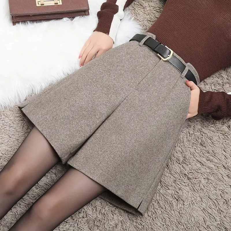 

Vintage Woolen Wide Leg Shorts Women Solid All-match Chic Simple Loose Leisure Autumn Winter Lining Empire A-line Thick Warm