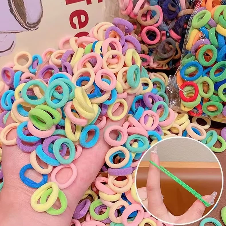 200pcs Women Girls Colorful Nylon Elastic Hair Bands Ponytail Hold Small Hair Tie Rubber Bands Scrunchie Hair Accessories image 5