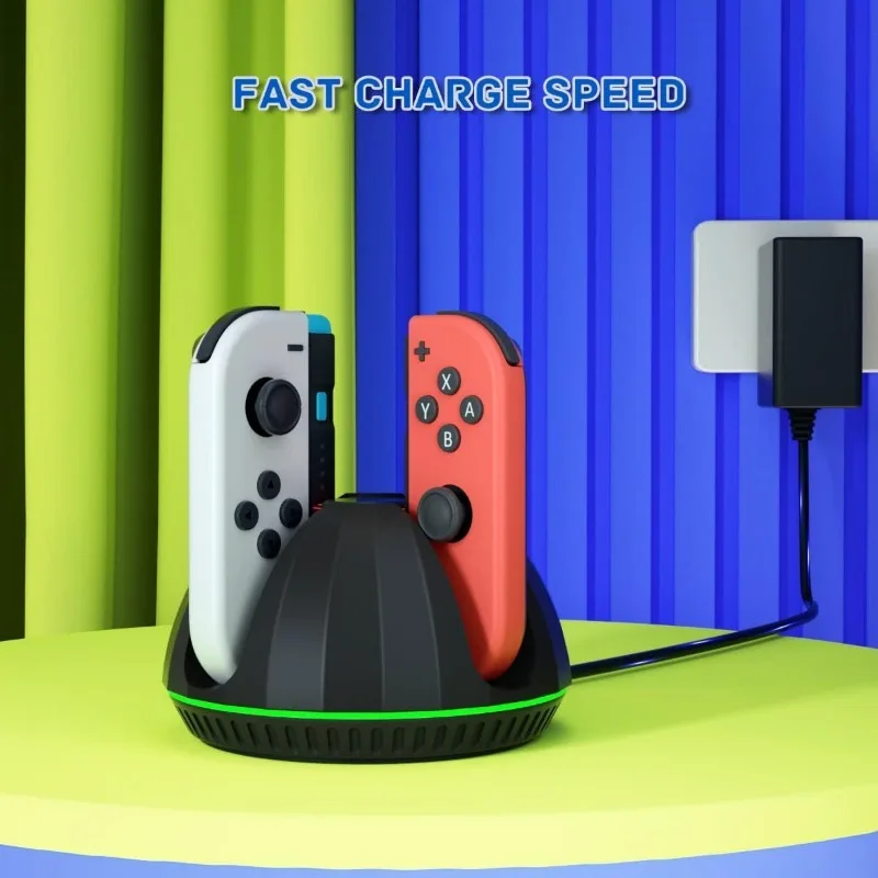 

Зарядное устройство для контроллера Switch Joycon, 4 джойкона, быстрая зарядка с индикатором светодиодный-зарядное устройство Joy Con