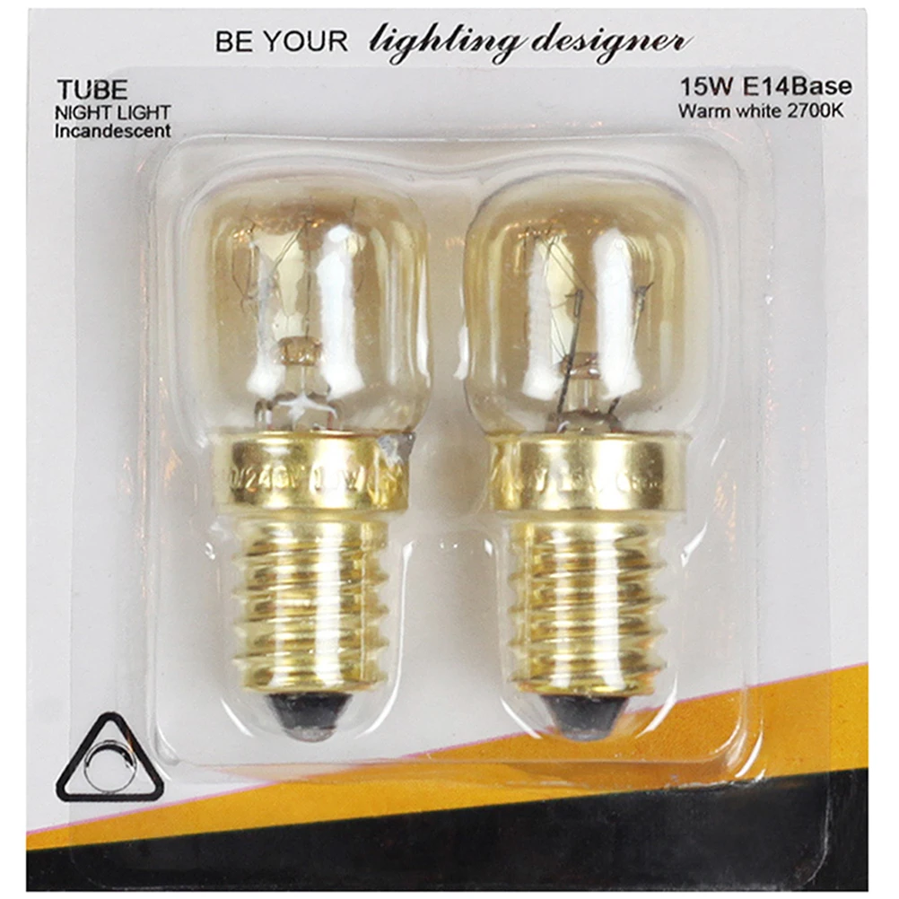 Ampoules de rechange pour four à micro-ondes, lampe de cuisinière, ampoule de sel, degré haute température, 15 W, 25W, 220V, E14, 300 ℃, 2 pièces