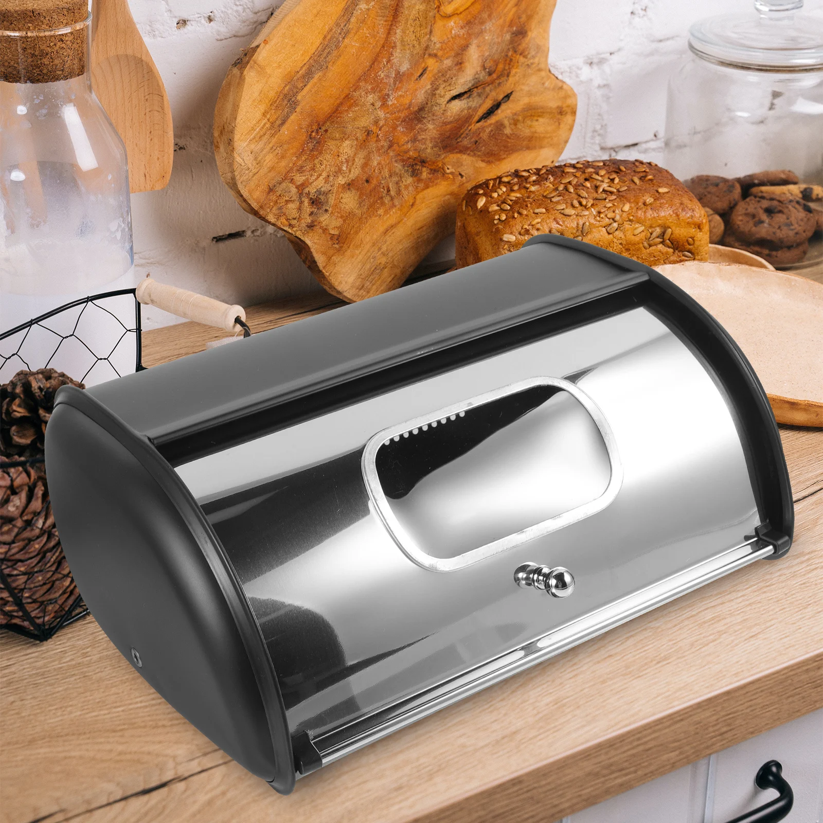 

Stainless Steel Box Large Capacity Countertop Bread Storage Container Multi-Function Kitchen Bread Holder Wear-Resistant