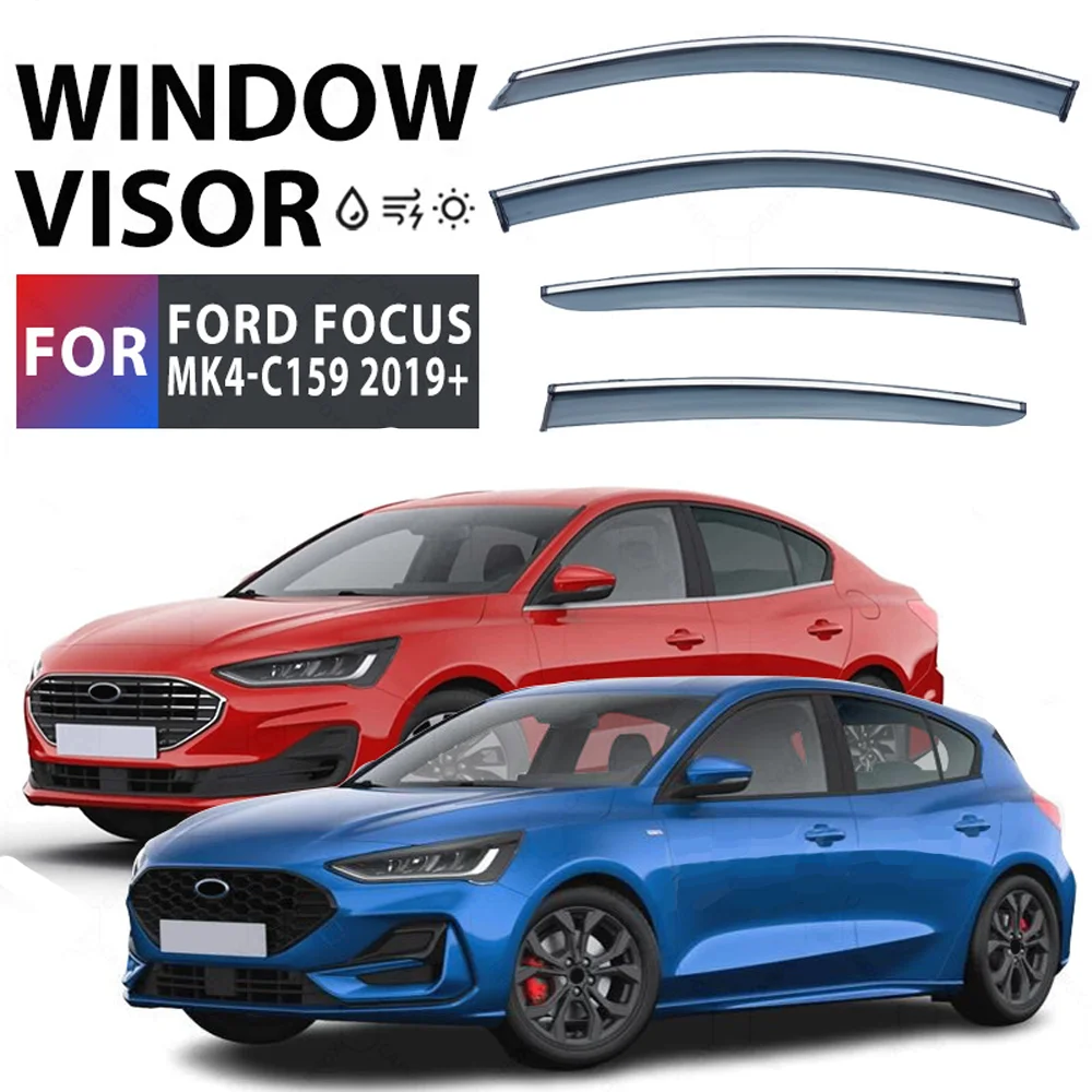 

Хромированные полоски, защита от дождя для FORD Focus 2018-2024, оконный козырек, ветровые дефлекторы, дверной козырек, вентиляционные шторы