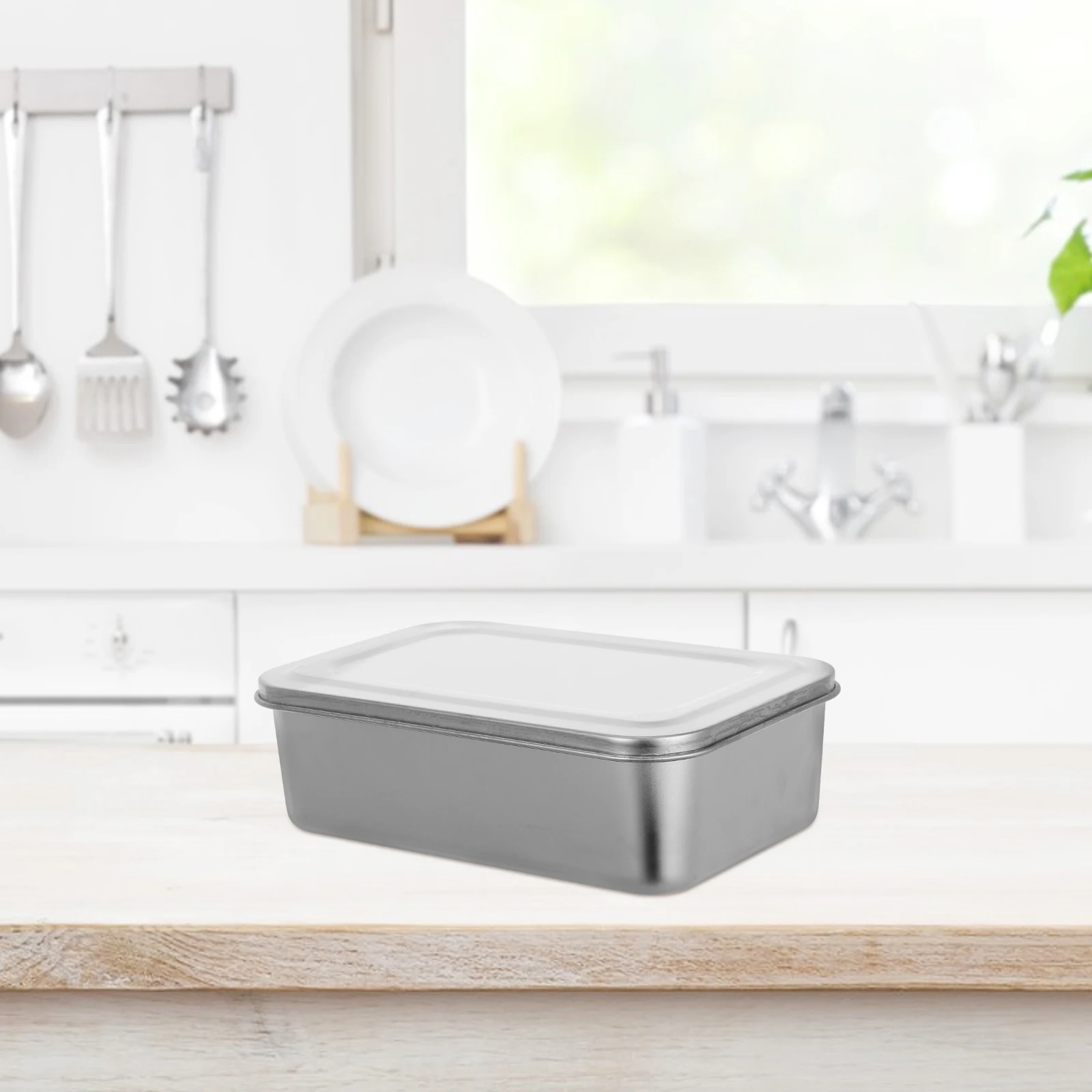 

304 Stainless Steel Lunch Box 1000Ml Square Food Container For School Outdoor Camping Metal Lunch Container For Picnic