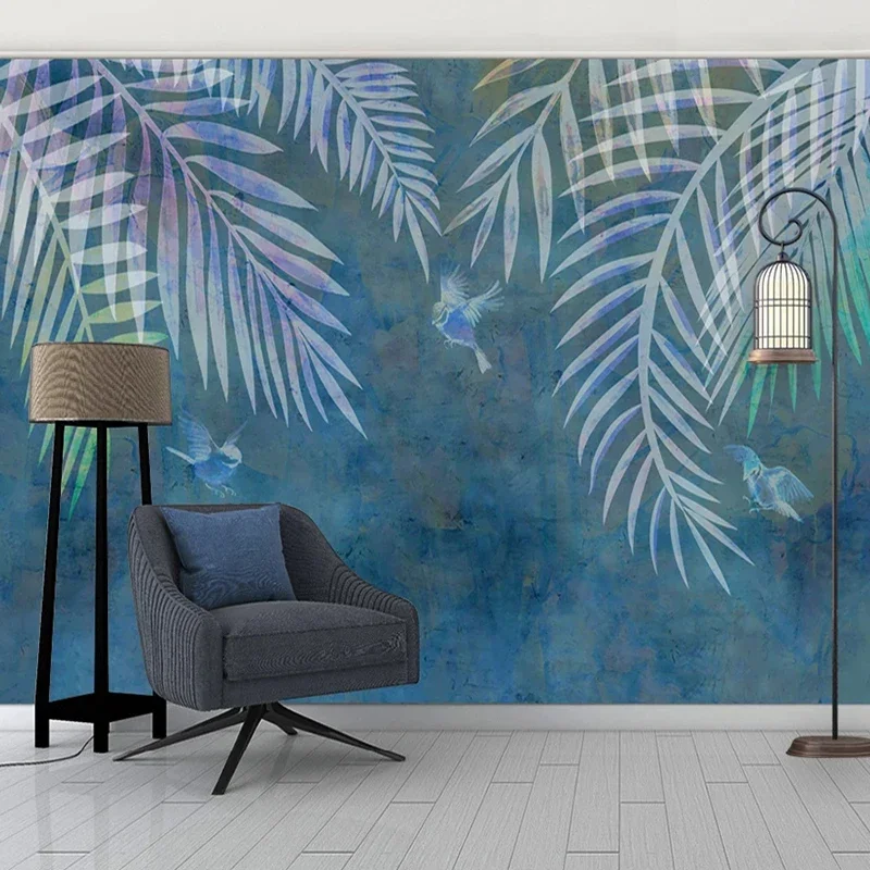 

Custom Photo Mural Non Woven Wallpaper For Bedroom Walls 3D Abstract Leaves Birds Living Room TV Background Papel De Parede