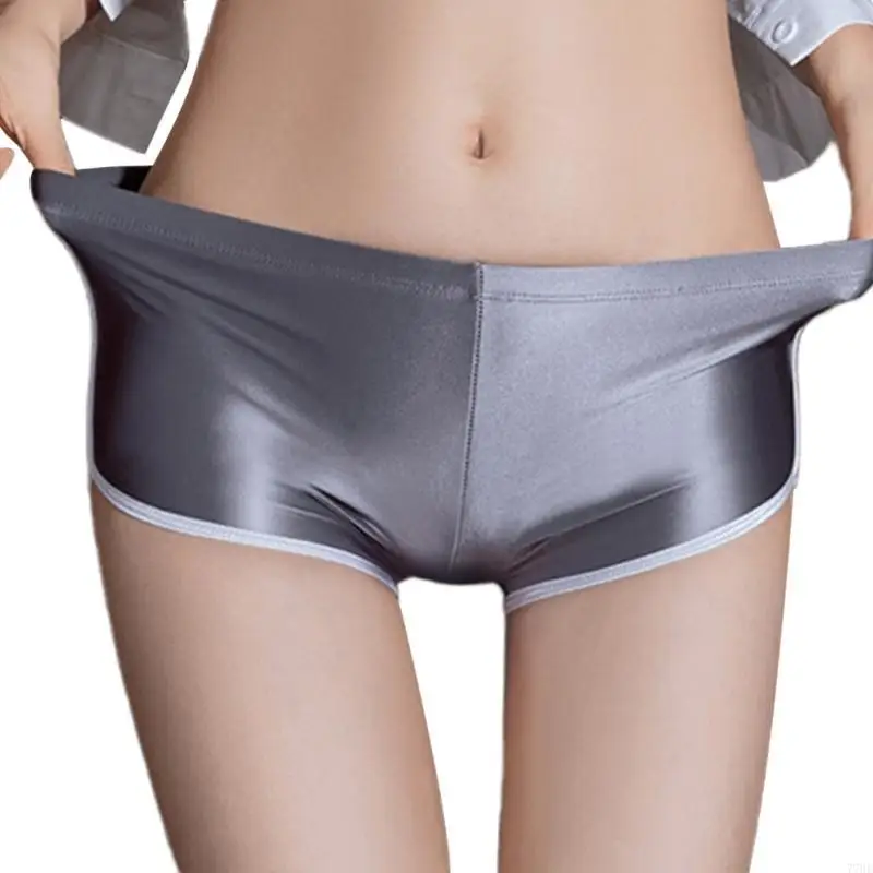 77HE 女性のローウエスト絶賛ディスコダンスボトムスオイルシャイニングホットパンツメタリック戦利品ショーツダンスフェスティバル衣装ギフト