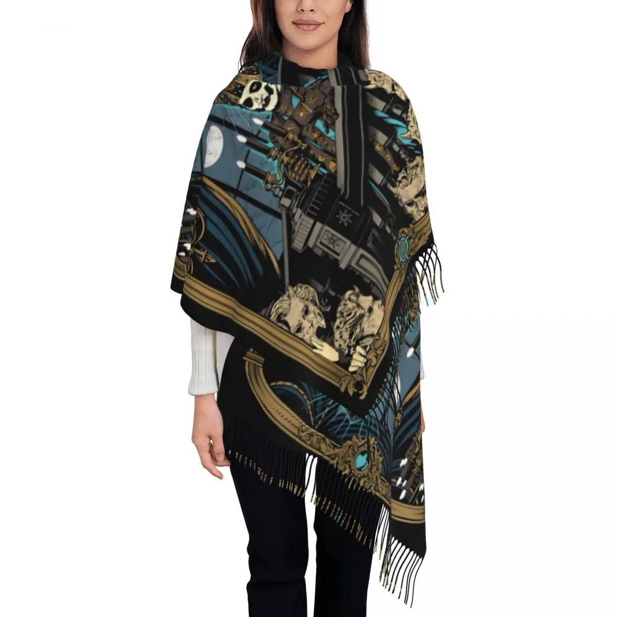 

Шарф Ghost Band в стиле рок-музыки для женщин, теплые зимние шали и длинный шарф-шаль для женщин