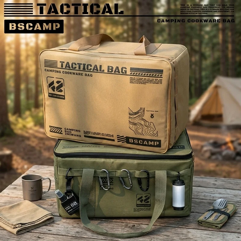 30-42L Tactical Camping Storage Bag, Waterproof Insulated Folding Organizer Box, Large Capacity Picnic Tableware & Outdoor Gear