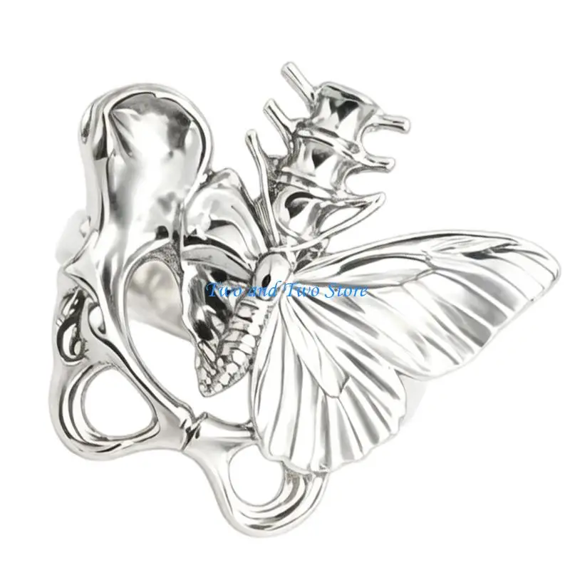 HX6F Charm Butterfly Spine Bone Ring Comfortable Wear Suitable for Everyday Use