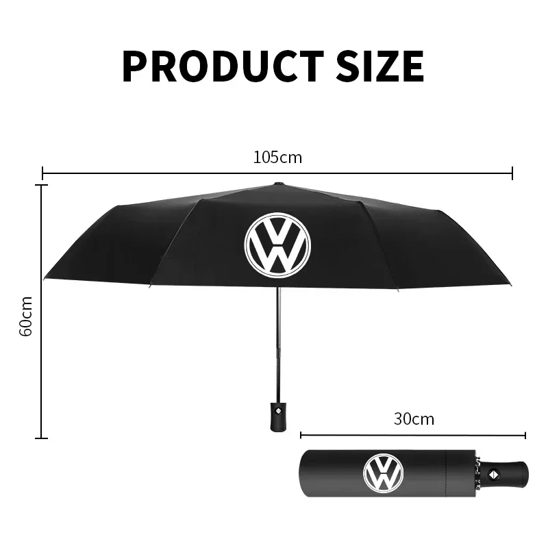 Car Logo Automatic Folding Windproof Sunshade Umbrella For Volkswagen VW Golf Polo Tiguan Passat B6 Rline Touran CADDY GTI R TSI