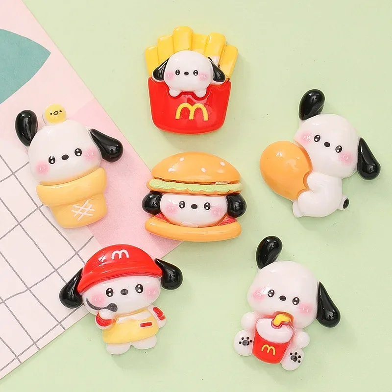 Cartoon White Dog French Fries Burger Diy Cream Glue Mobile Phone Case Hairpin Shoe Buckle Resin Jewelry Accessories Wholesale