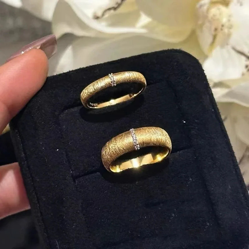 French Style Retro Jewelry Simple Gold Color Thin Rings Inlaid with Small Zircon Adjustable Open Finger Accessories For Women