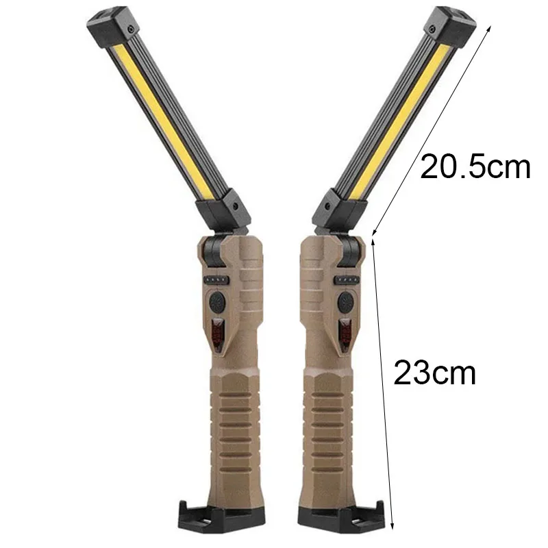 15W COB LED Pocket Emergency Flashlight 1200-800mA USB-C Work Light Cordless Magent Garage Inspection Lamp 180° Camping Torch