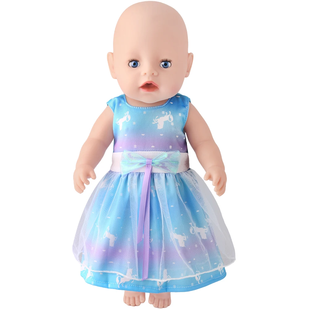 Robes bleues pour filles de 18 pouces, pour bébé de 43cm, robe de poupée Kawaii pour nouveau-né, vêtements jupe longue pour poupée américaine Og de 18 pouces