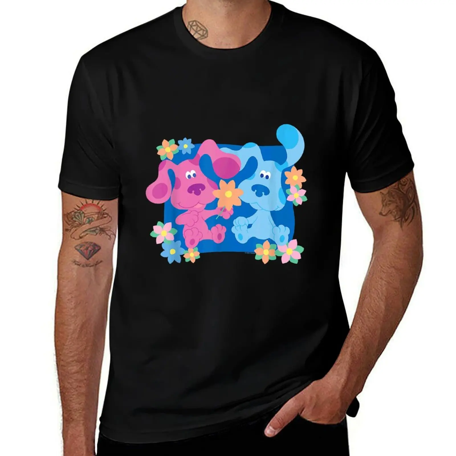 Blue's Clues Magenta and Flowers T-Shirt Plus Size Quick Dry Sports Tee