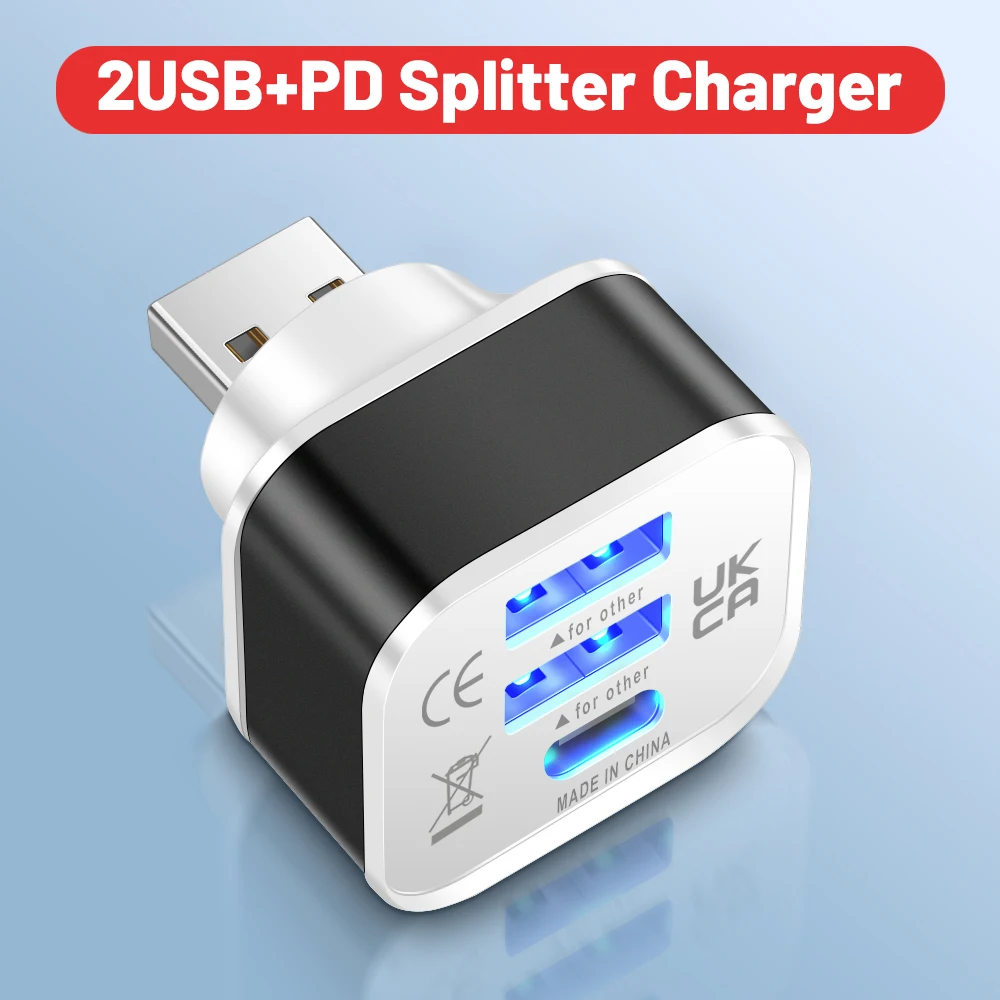 Mini 3-Port USB Splitter Extender USB Hub Adapter Computer Accessories Hub 1 Male To 3 Port Multiple Expander For Laptop Macbook
