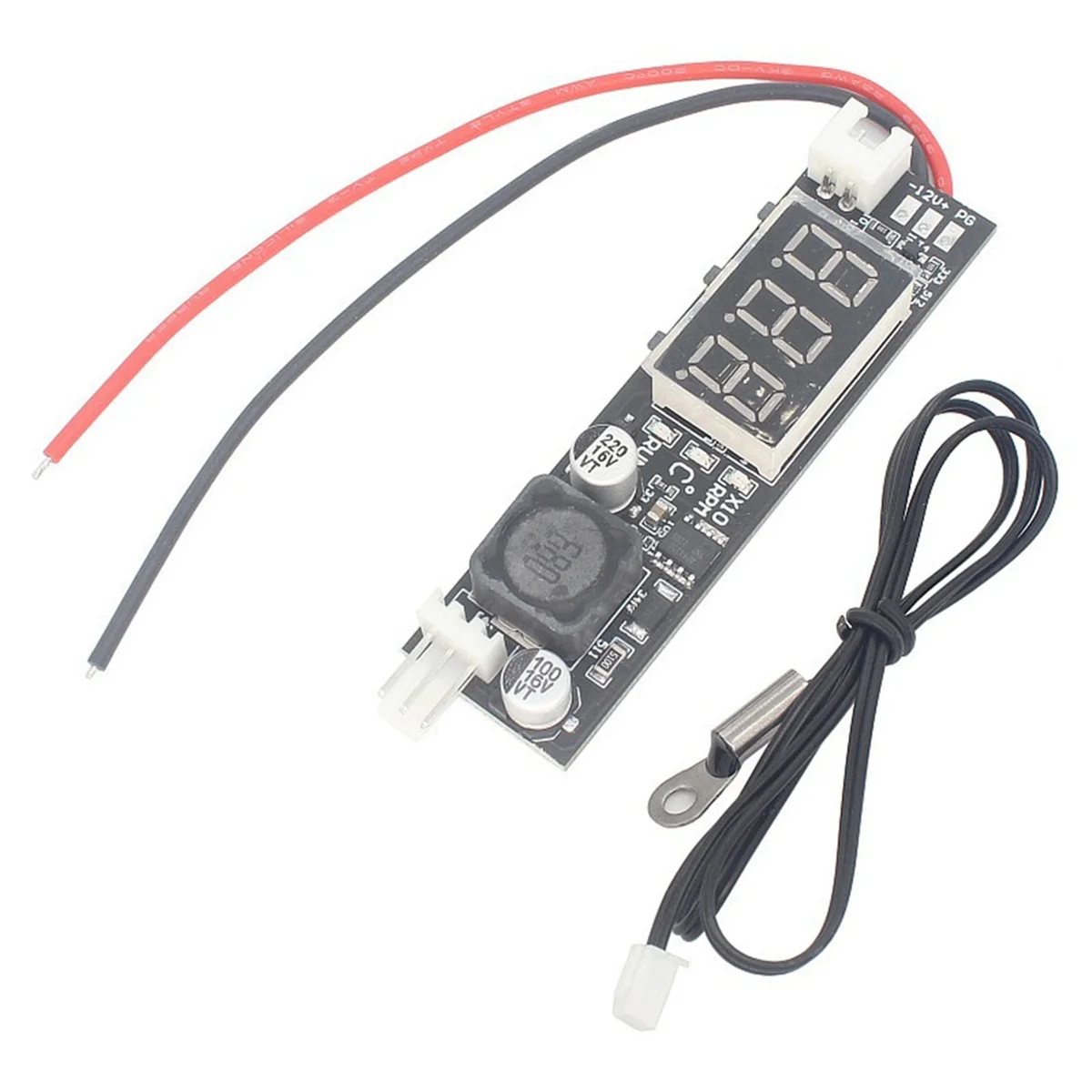 DC 12V PWM 2-3 Wire Fan Temperature Controller Speed Governor Display Module for PC Fan/Alarm, Ring Probe