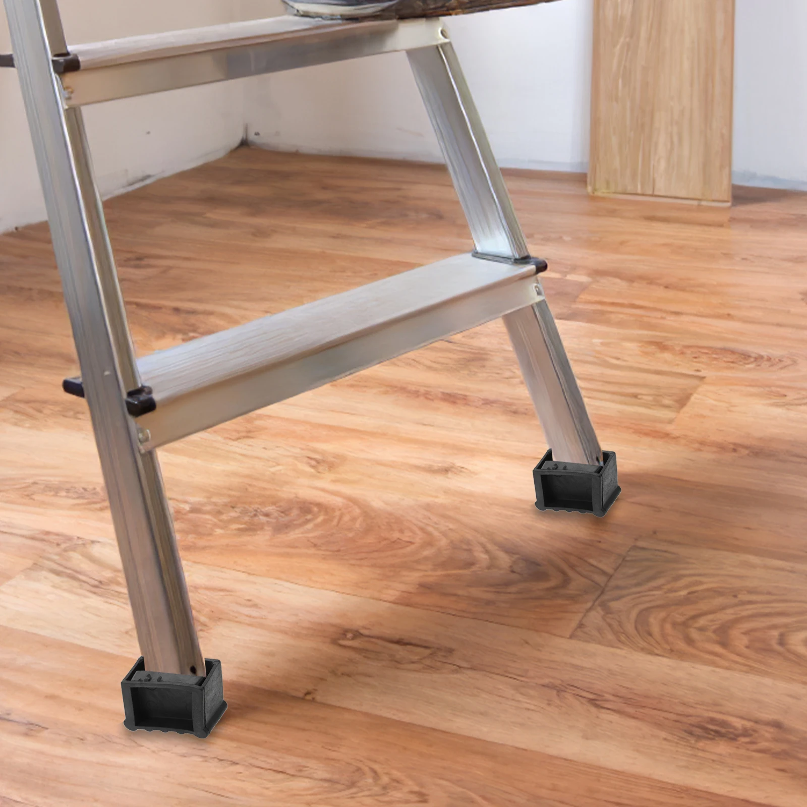 Cubierta de pies de escalera de goma, Protector de suelo antideslizante, resistente al desgaste, absorbente de golpes, para el hogar, garaje, taller, almohadillas de escalera, 4 Uds.