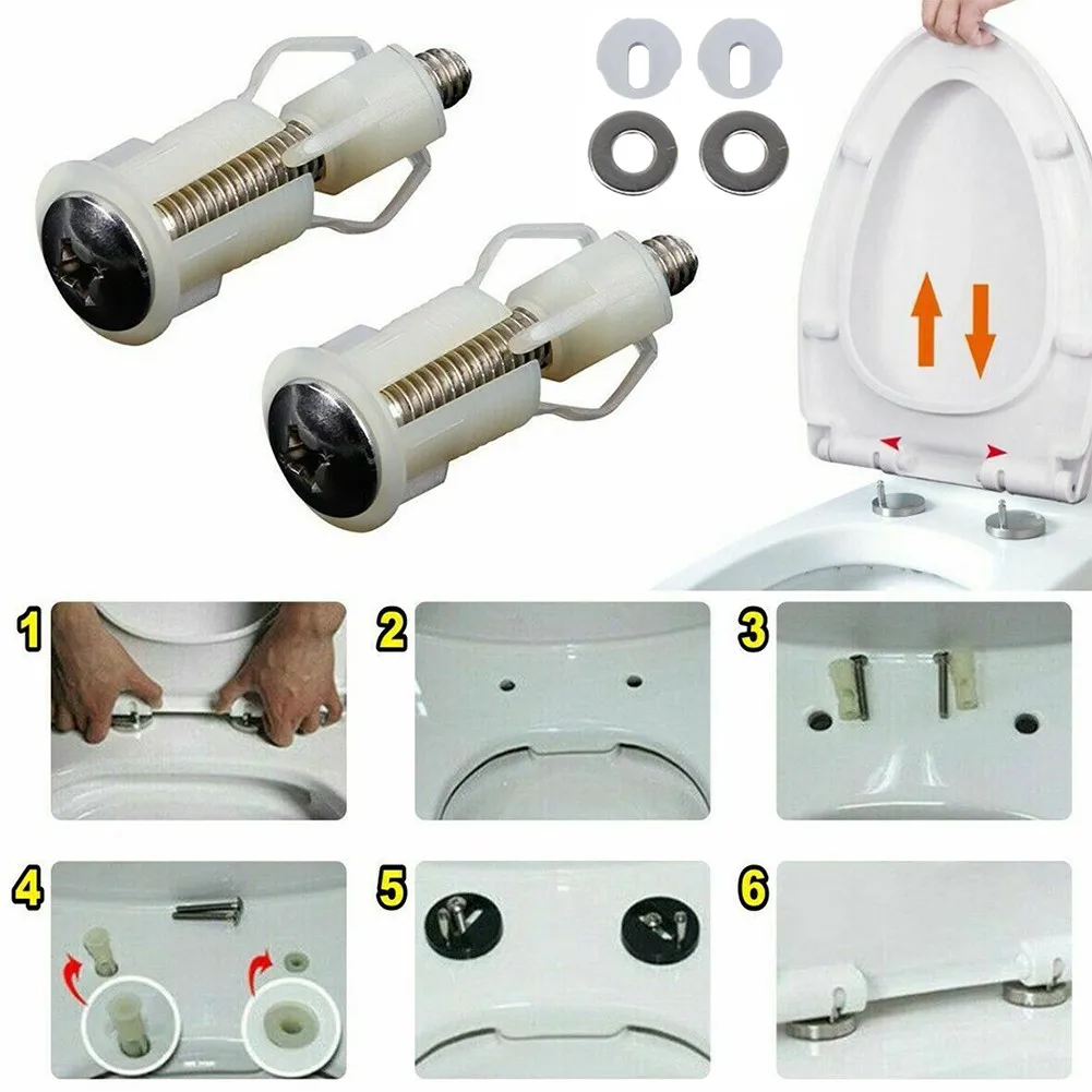 

100% новая пара винтов для унитаза с верхним глухим отверстием, компактная конструкция, комплекты для крепления крышки, крепежные установочные винты