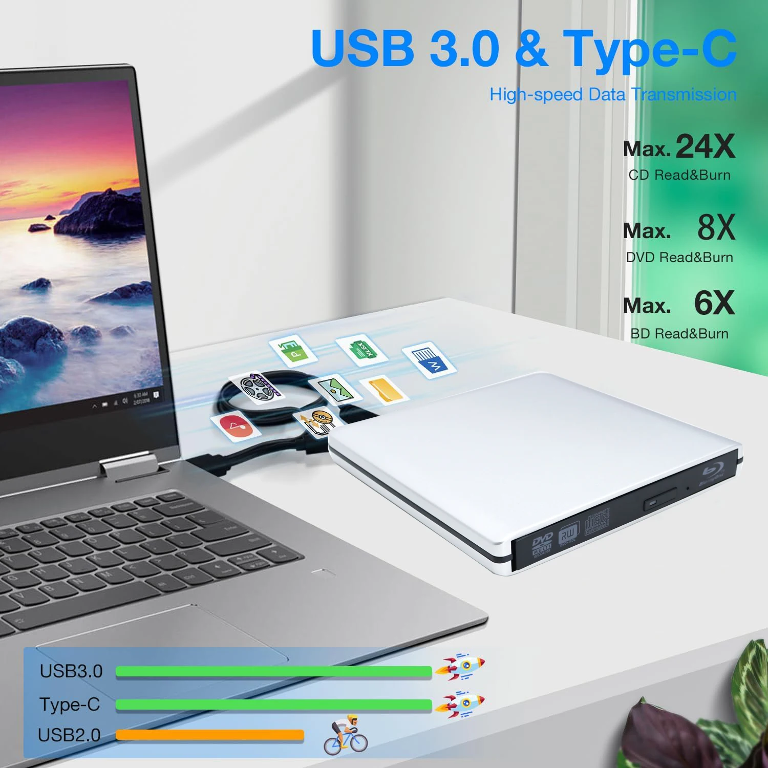 محركات أقراص Blu-ray Burner الأصلية تدعم 25G Disc BD-RE/ROM Play/Read/Writ CD/DVD/BD لأجهزة الكمبيوتر المحمول MAC Windows - مسجل بلو راي