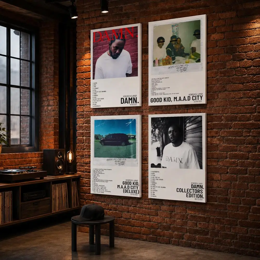 K-Kendrick Lamar Rapper Album Framed Wall Painting Wood Framed Wall Art Print For Bedroom Living Room Hallway Office Home Decor