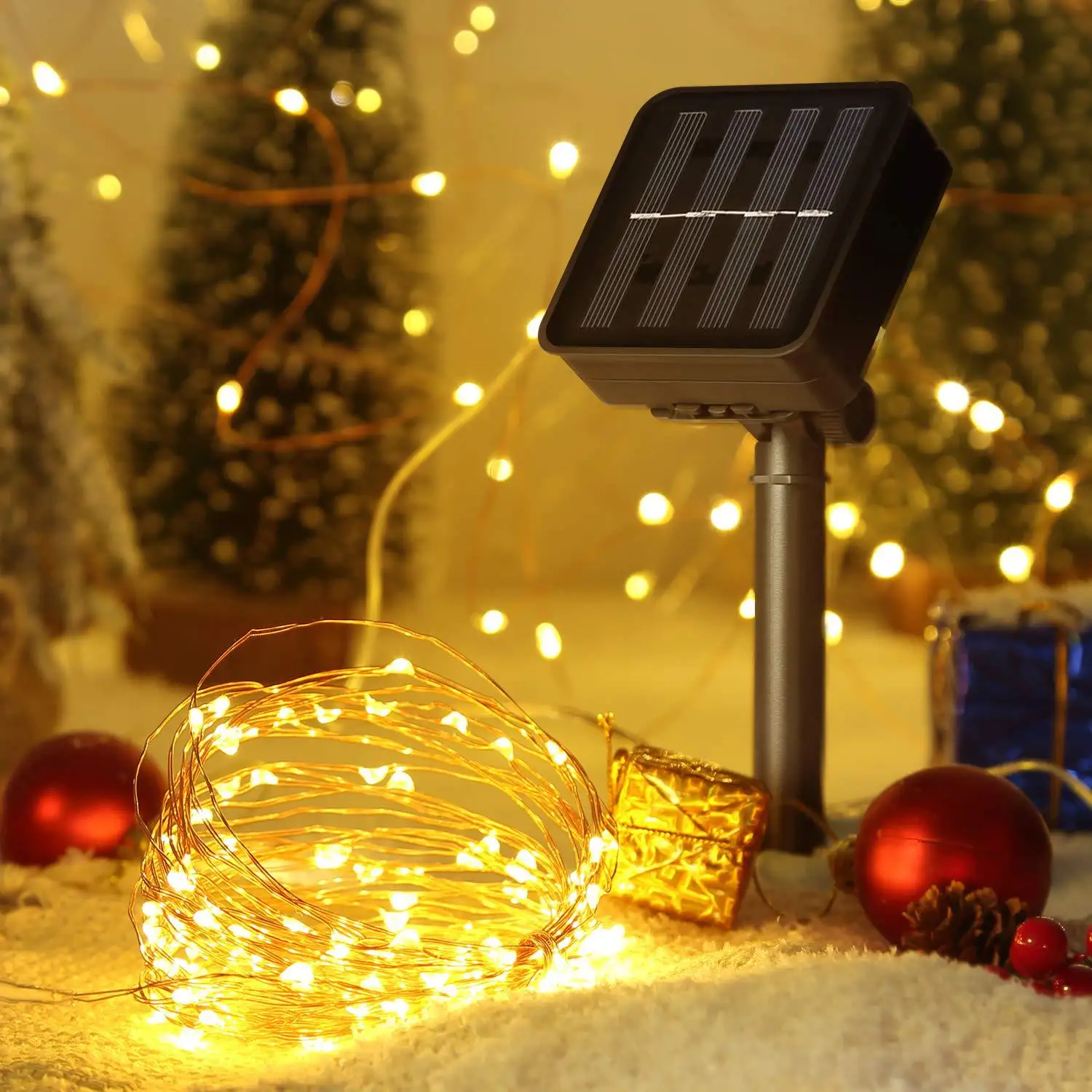 LED Solar Lamp String Lights 8 Modes 100/200/300LEDs Fairy Holiday Christmas Party Garden Waterproof Garland Decor 12/22/32M