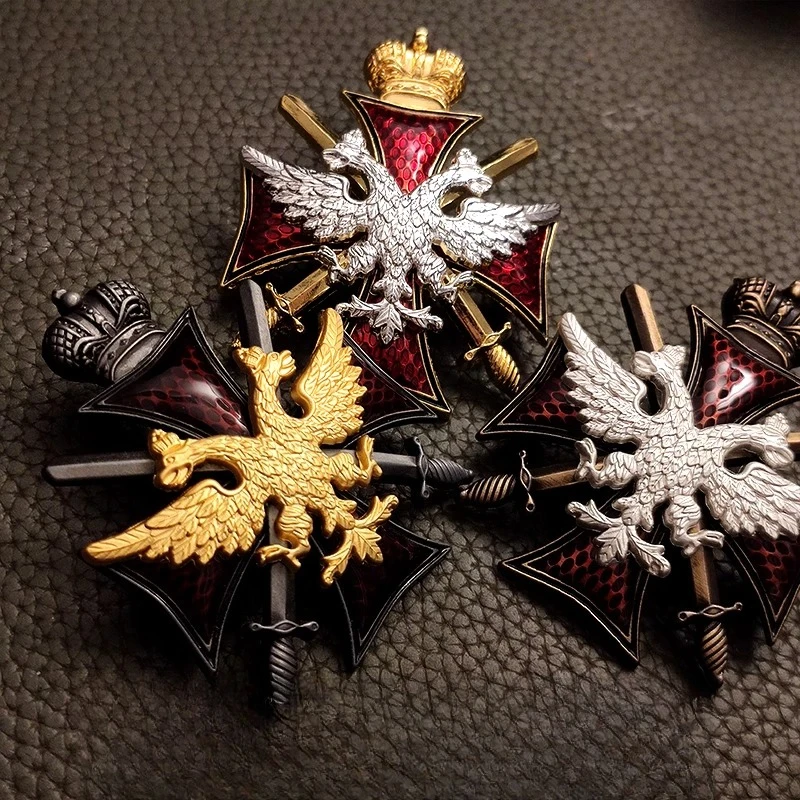 The Eastern Front replicates Russian double-headed eagle cross and double swords the czar's guard medal  guard's cavalry badge