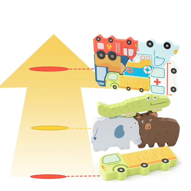 لغز الصور المقطوعة لحركة المرور الخشبية ثلاثية الأبعاد للأطفال والرضع مع أقل من 50 قطعة - لعبة التنمية المعرفية التعليمية هدية #6