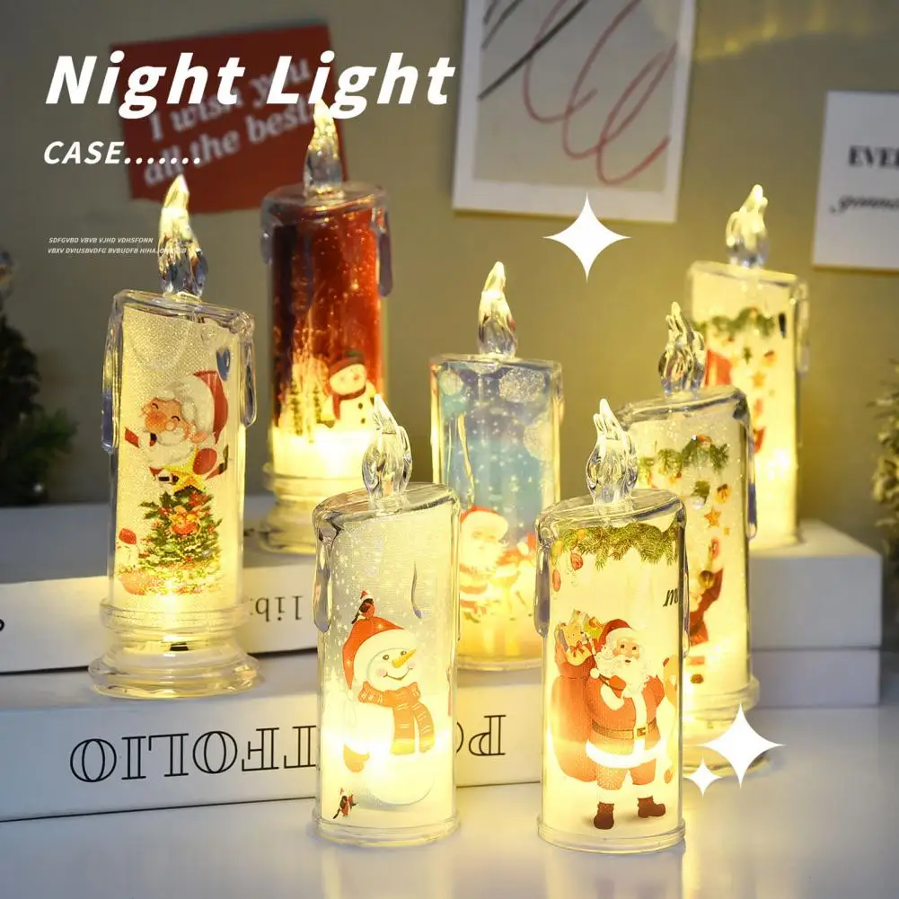 

Christmas Flameless Candles with Santa Claus Snowman Elk Printed Decorations LED Night Light Christmas Night Light Party Favor