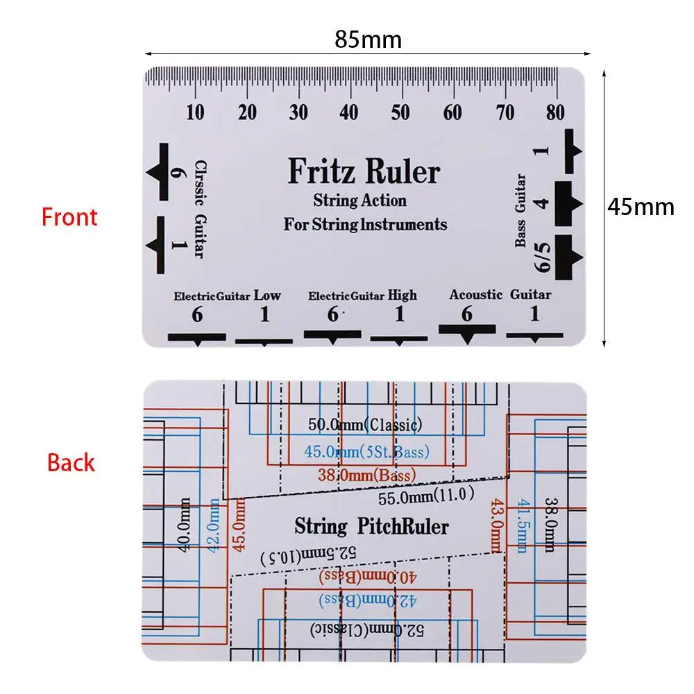 Guitar Strings String Pitch Ruler Measurement Luthier Tools Guitar Ruler Compact Rulers Card Action Gauge Ruler Acoustic Guitar