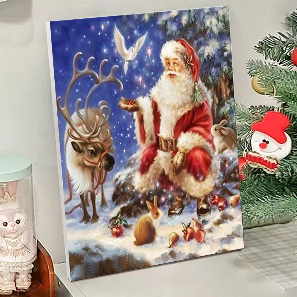 5D Diamond Painting Christmas Diamond Mosaic Set Children's Hobby Santa Claus Cross Stitch Cartoon Snowman Picture Decoration