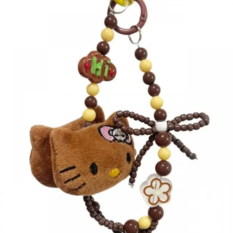 2025 Cartoon Kawaii Sanrio Hello Kitty Keychain Couple Backpack Pendant Children's Anime Plush Toy Beaded Pendant Holiday Gift