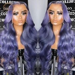 Transparent Lace Frontal Wigs Lavender Purple Wavy Hair 13X4 Lace Front Wig Red Blue Orange Colored Human Hair Wigs For Women