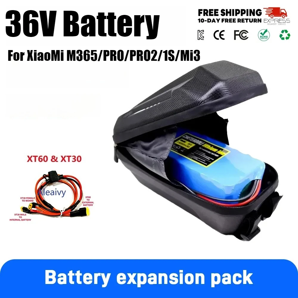 

36V 12Ah Parallel Battery Pack for Xiaomi M365/PRO/PRO2/1S/Mi3, Extra Expansion Battery with Bag, ESSENTIAL Range Upgrade Kit